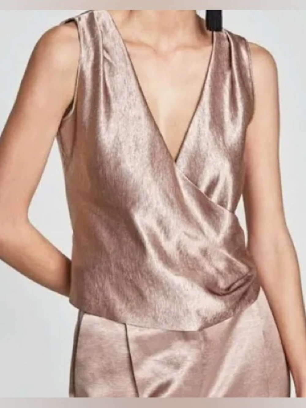 Zara Metallic Satin Top